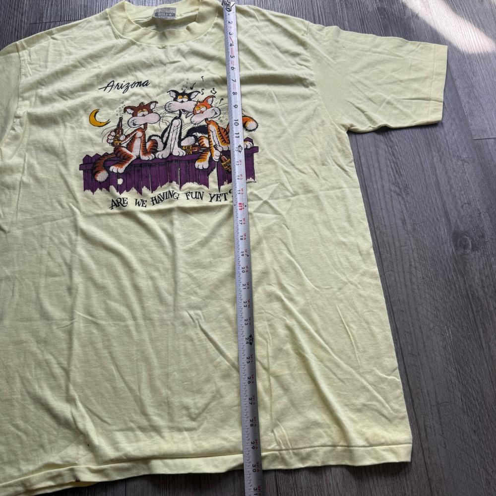 Vintage 80s Arizona Drunk Cats Humor Tee XL USA Hanes Beefy-T single stitch - Picture 7 of 8